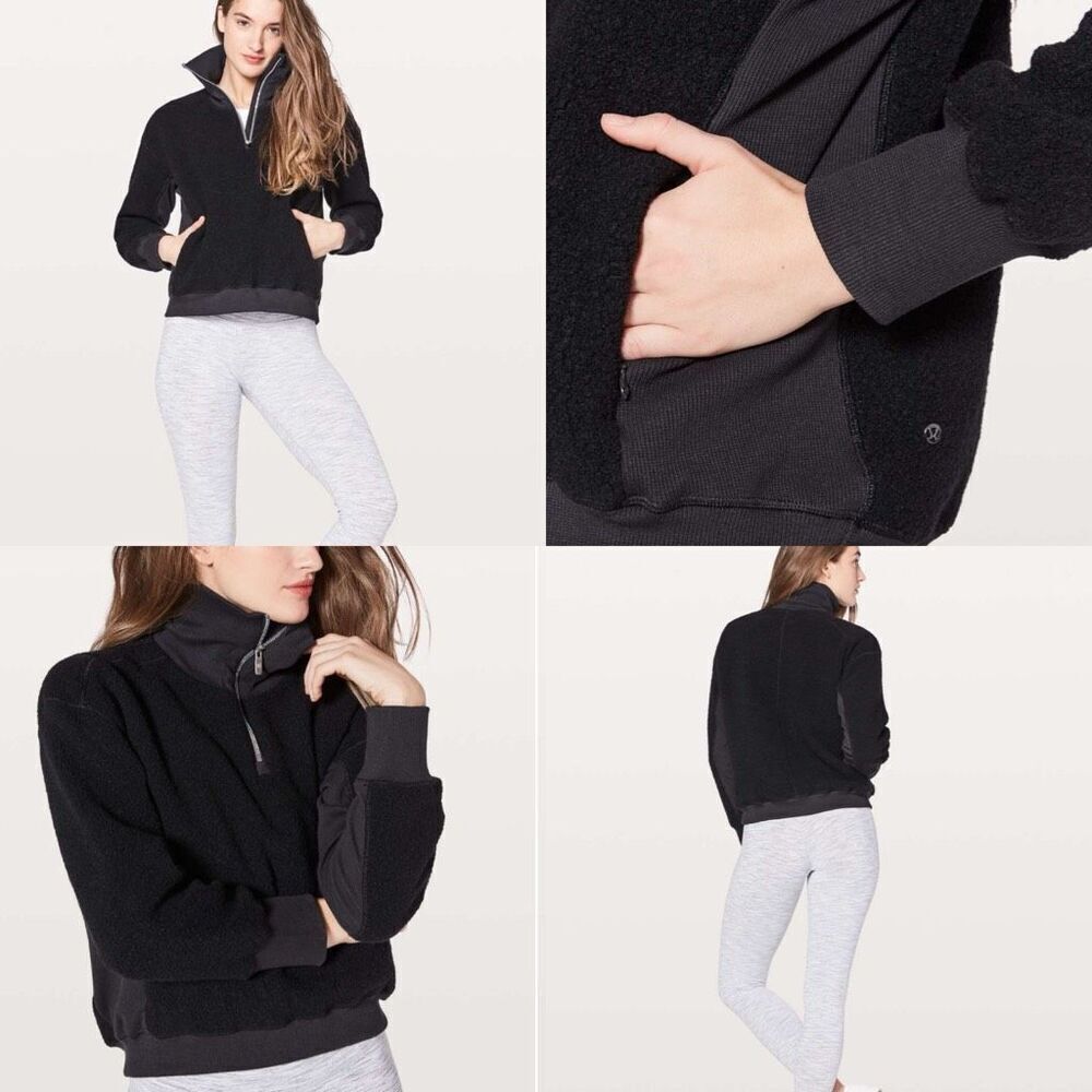 Lululemon Stand Out Sherpa 1/2 Zip Black size 4